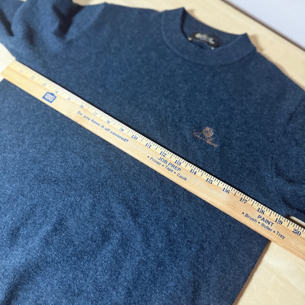 Loro Piana Embroidered Logo Navy Blue Crew Neck Wool Sweater - Small - Picture 5 of 9